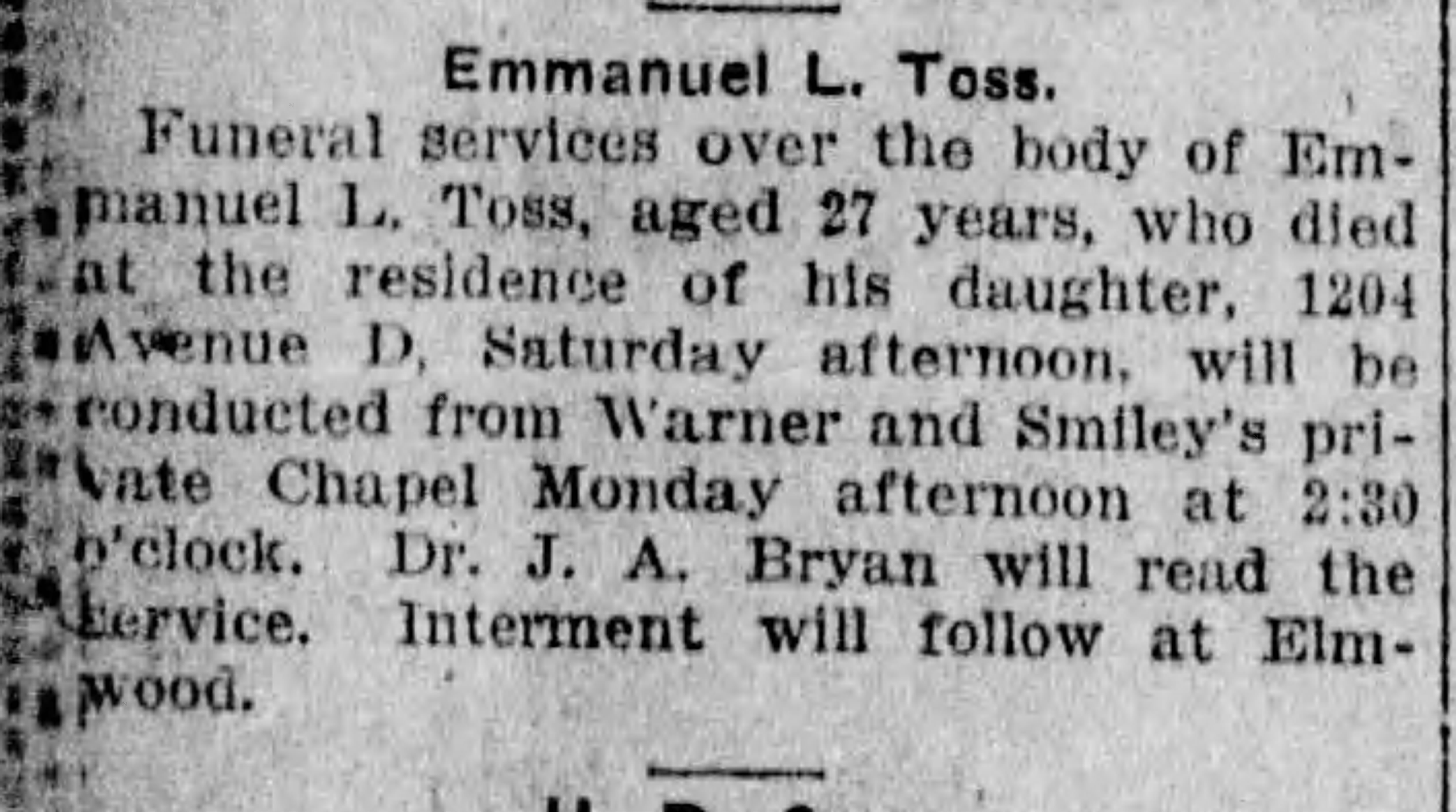 Emmanuel L. Toss obituary